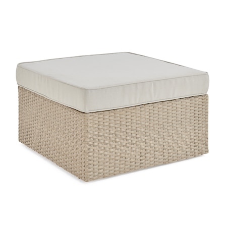 Alaterre Canaan All-Weather Wicker Outdoor 26" Square Ottoman with Cushion AWWC09CC